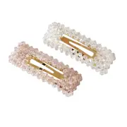 2pc Culturesse Francie Crystal Beads Hair Clip Set Women's Accessory Clear/Pink