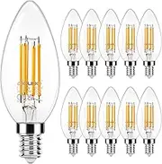 DiCUNO E14 Candle LED Bulb, 4W, 550LM, 40W Equivalent E14 Filament Light Bulb, Warm White 2700K, SES C35 Clear Small Edison Screw Lamp for Chandeliers, Pack of 10