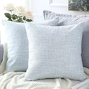 Artscope Cushion Covers Set of 2 Linen Decorative Square Pillowcases Pillow Covers 60x60cm for Home Decor Sofa Bedroom Car (Blue Gray, 24x24)