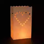 20 Heart Cutout Luminary Paper Bags Flame Retardant Decoration Lantern Wedding