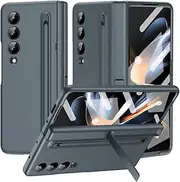 [Eabhulie] Case for Samsung Galaxy Z Fold 4 5G with Pen Holder and Screen Protector, Kickstand, Hinge Protection Case Green