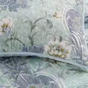 NEW! ~ COZY TROPICAL BLUE GREY AQUA TEAL WHITE PALM LEAF BEACH COASTAL QUILT SET