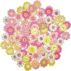 Assorted Colors Mixed Flower Wooden Buttons 20mm Flower Buttons DIY Crafts