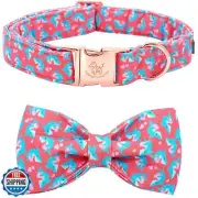 Elegant Little Tail Mother's Day Heart Dog Collar with Bow, Cute Pink Small D