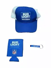 Bud Light Football Cap Hat Stars SnapBack Coozie Bottle Opener Bundle New