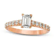 1.0 CT. T.W. Certified Emerald-Cut Natural Diamond Engagement Ring in Solid 14K Rose Gold (I/I1)