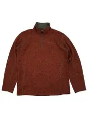 Eddie Bauer Mens Dark Orange Radiator Fleece Quarter-Zip Pullover Sweater