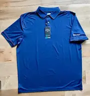 NWT Callaway Golf Mens Opti-Dri Polo Peacoat Blue Sz XL, SS, Interstate Logo