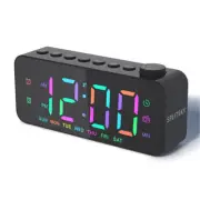 Digital Bedside Alarm Clock RGB LED Snooze Weekend Time Display Desktop Clocks