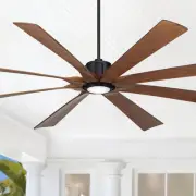 80" Defender Modern Indoor Outdoor Ceiling Fan with LED Light Remote Black Koa
