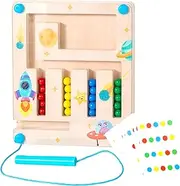 BEACENOV Montessori Magnetic Wooden Toys for Toddler 3 4 5 Year Old Colour Matching Puzzle Game,Preschool Educational Learning Toy,Magnetic Color Maze Game Toddler Boys Girls Age 3-5