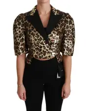 Dolce & Gabbana Dolce Gabbana Sequin Leopard Jacket Short Sleeves Women Gold