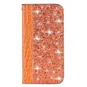 For Galaxy A30s / A50s Crocodile Texture Glitter Powder Horizontal Flip Leather Case with Card Slots & Holder(Orange)