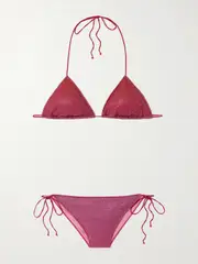 [Oséree] Oséree - Lumière Metallic Triangle Bikini - Pink - large large Pink