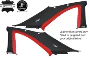 BLACK & RED 2X B C PILLAR LEATHER COVER FITS NISSAN SKYLINE GTS GTR R33 93-98 (for: Nissan)