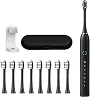 Electric Toothbrush for Adults and Kids - Toothbrush Rechargeable with 8 Brush Heads, Toothbrush Box, Fully Automatic Charging IPX7 Waterproof Soft Bristle Brush/1441 (Color : Black)