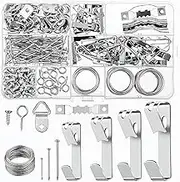 246Pcs Picture Hanging Kit - Picture Hangers Assorted Kit with Heavy Duty Wall Hooks, Sawtooth, Picture Wire, Hardware Nails, Eye Hooks and Picture Hanging Tool for Frame Canvas Mounting