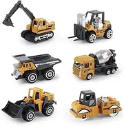 [Coolplay] Construction Vehicle Set, Toy Cars Toy Trucks Construction Dumper Truck, Bulldozers, Forklift, Tank Truck, Excavator Construction Car for Kids Boy Truck Set