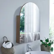 ACA Bathroom Arched Makeup Mirror Plywood Wall Cabinet Medicine Storage Shelf Vanity 90x61CM