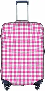 [CADREWY] Pink Plaid Print Decorative Washable Luggage Cover Personalized Anti Scratch Suitcase Protector, White, Small
