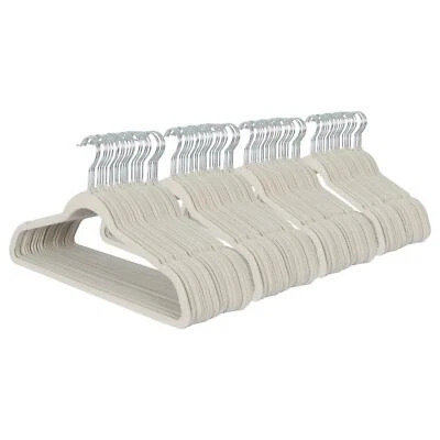 100x Non-Slip Velvet Hangers 45cm Grey Suit Shirts Trouser Bar Clothes Hanger