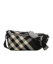 Burberry Shield Checked Messenger Bag One size black