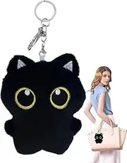 [Generic] Black Cat Plush Keychain - Stuffed Cat Pendant Ornaments | Cat Keyring | Keyrings For Women | Black Cat Plushie Cartoon Plush Keyring Charm | Cartoon Doll Backpack Pendant
