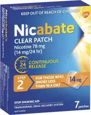 Nicabate Clear Patch, Quit Smoking, Step 2 for Nicotine Craving Control, 14 M...