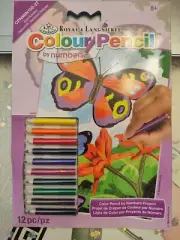 Mini Color Pencil By Number Kit 5"X7"-Bright Butterflies