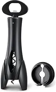 IPOW Wine Opener, Corkscrew Wine Bottle Opener with Foil Cutter, Sharp Screw - Easy to Use, Effortless Cork Removal, Sturdy Cork Screw for Gifts, Bottles - Black