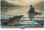 LQPMNK Metal Card Case, Lake Fish Fishing Print Professional Card Case Premium Card Case Lightweight Card Holder Pocket Card Case, style