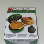 Nostalgia MyMini Reindeer Compact Green Waffle Maker 5" Non-stick Easy Clean