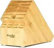 20 Slot Bamboo Universal Knife Block Without Knives. Knife Storage Organizer and Holder by Shenzhen Knives.