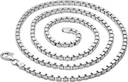 [Treasure Bay] TreasureBay Mens, Womens Solid 925 Silver Box Chain Necklace Available in 45cm, 48cm, 50cm and 52cm