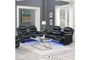 3-2 Seater Seater Finest Black Leatherette Recliner Feature Console LED Light Ultra Cushioned