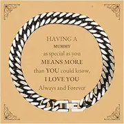 [Generic] Unique Cuban Link Chain Bracelet for Mummy - Always and Forever - Perfect Idea Gifts for Birthday, Christmas, and Easter - Love You Always and Forever - Confidence and Love, Small, Silver Plated Zinc,