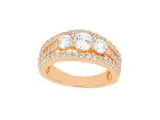 1.75Ct Round Cut Diamond Accented 3Stone Engagement Ring 14k Gold I SI2