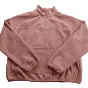 Hippie Rose Women's Quarter Zip Fleece Pullover Size Large Mocha Rose Pocket