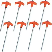 8Pcs Screw in Tent Stakes 8in Tent Stakes Heavy Duty Ground 8mm Hex Peg Ground Anchors for Canopy Trampoline Hex Peg Anchors