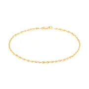 9ct Yellow Gold Silver Filled 25cm Singapore 35 Gauge Anklet