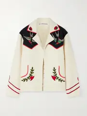 [ALIX OF BOHEMIA] ALIX OF BOHEMIA - Western Royal Flush Embroidered Silk-bouclé Jacket - White - small small White