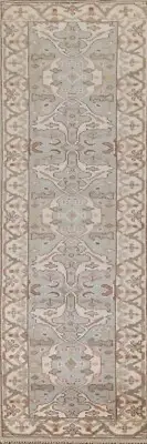 Light Blue Oushak Oriental Narrow Runner Rug 2' 9" x 9' 10" Hallway Handmade Rug