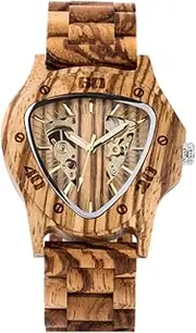 [DAXIAOYU] Men's Automatic Mechanical Watches Triangle Dial Natural Stylish Bamboo Wooden Bracelet Watchband Male Wristwatches