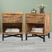 ALFORDSON 2x Bedside Table Retro Nightstand Side Cabinet Oak