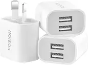 [FOSION] USB Wall Charger Dual Port AU Plug 3 Pack 5V/2.1A USB Charger Plug Power Adapter Compatible with iPhone Xs/X / 8/8 Plus / 7 / 6S / 6S Plus, Samsung Galaxy S7/S6/S5, HTC, Kindle