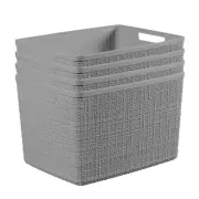 Set of 4 Jute Large Decorative Plastic Organization and Storage Basket Perfec...