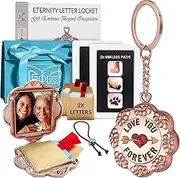 [E ETERNITY LETTER] 7-Piece DIY Inkless Hand and Footprint Kit with Grandmother I Want to Hear your Story Photo Locket Keychain & Inkless Ink Pad for Hand Prints, Perfect for Grandma to be Gifts & Grandma Gifts, 1-Pack