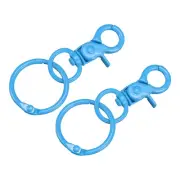 44mm Swivel Clasps Lanyard Snap Hook with Binder Ring for DIY Blue 2Pcs
