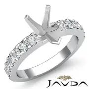 Pear Semi Mount Prong Set Diamond Engagement Fine Ring 14k White Gold 0.47 Ctw