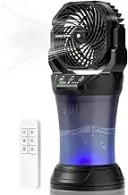 Portable Misting Fan with 30000mAh Battery, 2L Water Tank, Remote Control, RGB Light – 4 Wind Speeds, 4 Spray Modes (Continuous/3S/5S/7S), 120° Adjustable, Ideal for Camping, Patio & BBQ